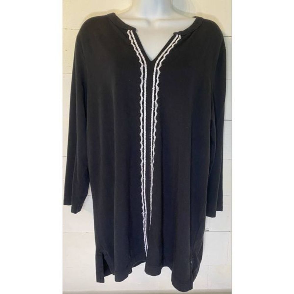 Lands End Black Tunic White Trim LG 14/16